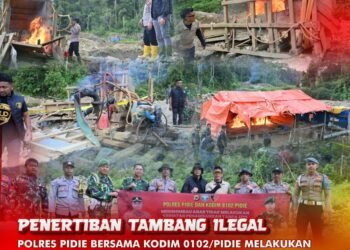 TNI-Polri Sikat PETI Geumpang, Fasilitas Tambang Ilegal Dibakar di Tempat