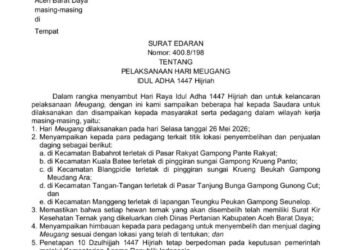 Pemkab Abdya Tetapkan Hari Meugang, Berikut Titik Penyembelihan