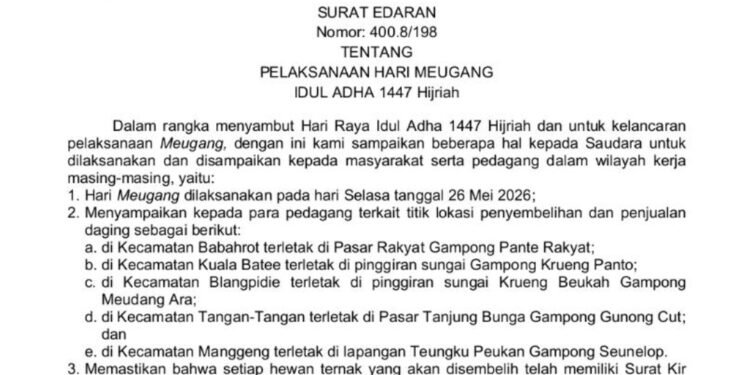 Pemkab Abdya Tetapkan Hari Meugang, Berikut Titik Penyembelihan