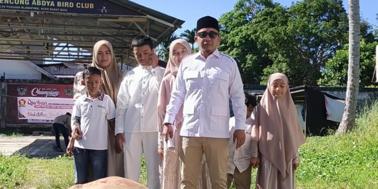 Ketua dan Kader Gerindra Abdya Sembelih Dua Ekor Sapi Kurban