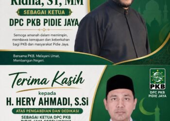 H. Muhammad Ridha Terpilih Pimpin DPC PKB Pidie Jaya, Hery Ahmadi Dapat Apresiasi atas Pengabdian