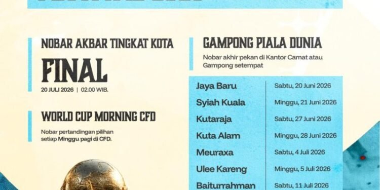 Pemko Banda Aceh Siapkan 9 Titik Nobar Piala Dunia di Setiap Kecamatan