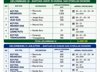 5.535 KK Terdampak Bencana di Pidie Jaya Mulai Terima Bantuan Jadup dan Stimulan Ekonomi