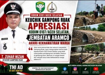 Keuchik Gampong Ruak Apresiasi Kodim 0107/Aceh Selatan, Jembatan Aramco Akhiri Kekhawatiran Warga