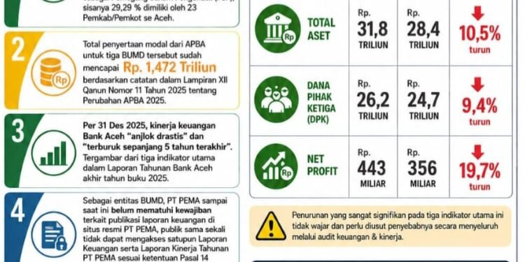 IDeAS Desak Audit Forensik Tiga BUMD Aceh, Soroti Anjloknya Bank Aceh Syariah dan Tertutupnya Laporan PT PEMA