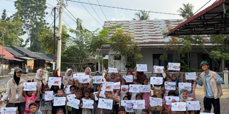 Mahasiswa KKN USK Kenalkan Empat Satwa Kunci TNGL Melalui Lomba Mewarnai Anak di Cut Langien