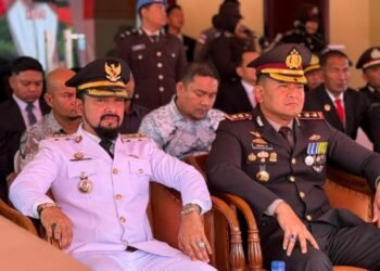 Al Farlaky Hadiri Upacara HUT Bhayangkara ke-80 di Mapolres Aceh Timur