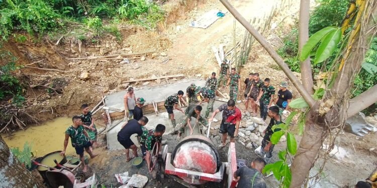 Kejar Target! Satgas TMMD Aceh Selatan Tancap Gas Cor Box Culvert