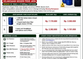 Eksekusi Putusan Inkracht, Kejari Pidie Jaya Lelang Solar dan iPhone Secara Terbuka