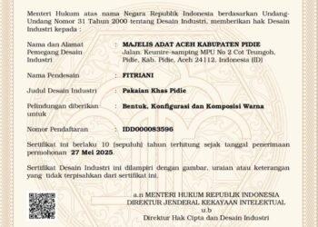 Baju Khas Pidie Resmi Bersertifikat, Ikhtiar Menjaga Identitas Budaya dari Klaim dan Kepunahan