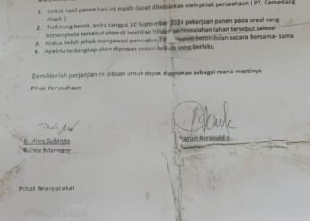 Meski Telah Ada Perjanjian Penghentian Panen, PT Cemerlang Abadi Diduga Masih Kelola Hasil di Lahan Sengketa Abdya