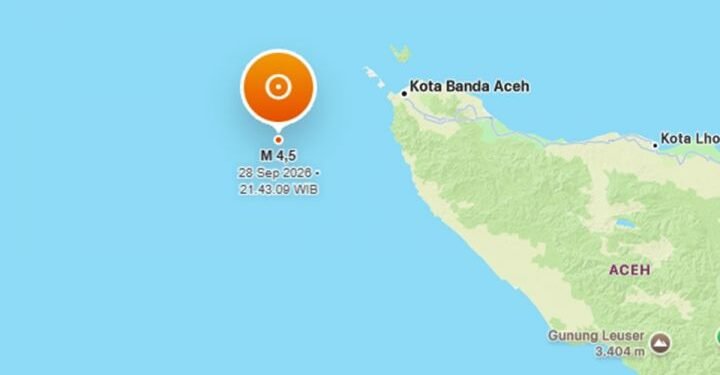 Gempa M 4,5 Guncang Sabang, Getaran Terasa hingga Banda Aceh