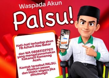 Waspada, Akun Facebook dan WhatsApp Palsu Catut Nama Kakanwil Kemenag Aceh