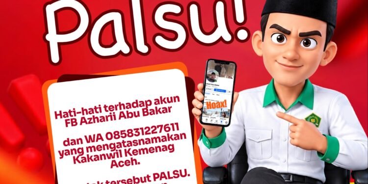 Waspada, Akun Facebook dan WhatsApp Palsu Catut Nama Kakanwil Kemenag Aceh