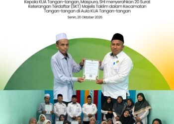 KUA Tangan-Tangan Serahkan 20 SKT Majelis Taklim, Hasil Jemput Bola Penyuluh Agama