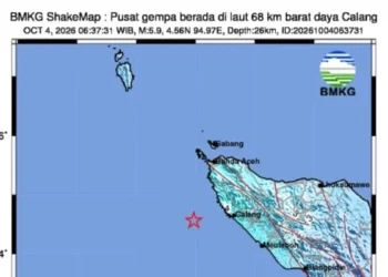 Minggu Pagi, Aceh Jaya Diguncang Gempa Magnitudo 5,9