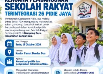 Sekolah Rakyat Terintegrasi 26 Dibangun di Pidie Jaya, Masyarakat Diminta Beri Masukan