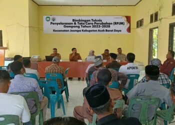 Pemerintah Kecamatan Jeumpa Gelar Bimtek Penyelarasan dan Tata Cara Perubahan RPJM Gampong 2023-2028