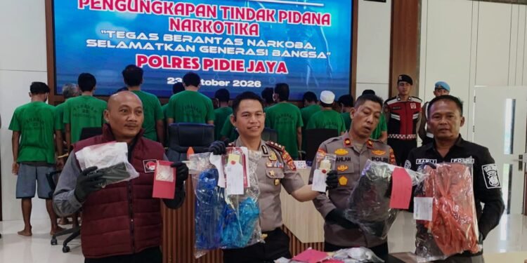 Polres Pidie Jaya Bongkar 16 Kasus Narkoba, 20 Tersangka Diciduk dalam Enam Bulan