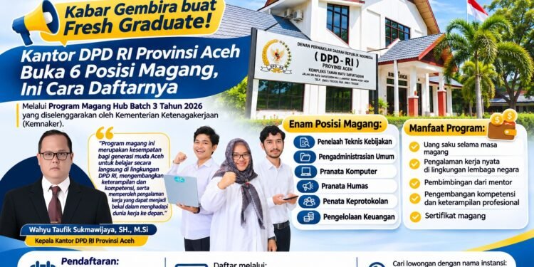 Kabar Gembira bagi Fresh Graduate! Kantor DPD RI Provinsi Aceh Buka 6 Posisi Magang, Ini Cara Daftarnya